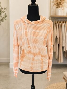 Full Tilt Peach & Cream Tie-Dye Cowl Neck Sweater